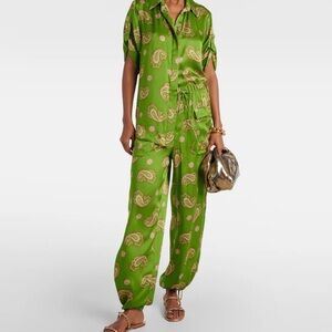 Alemais 100% Silk Co-ord Set Green Paisley NWOT